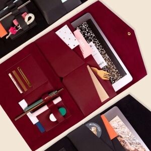 Glass Ladder & Co Portfolio Clutch Suede Burgundy, Organizer, Portfolio